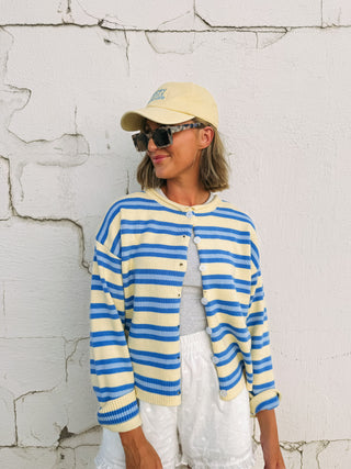 knee deep stripe button sweater