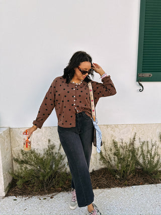 brown eyed girl button top