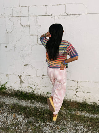 good graces gingham pants - pink