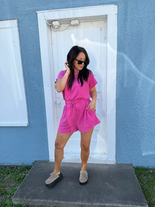 sporty spice romper - fuchsia