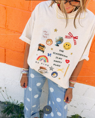 ETTA OG | classroom is my happy place graphic tee - ivory