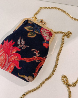 birdie crossbody - navy floral chenille