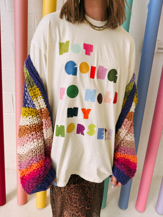 ETTA OG | not gonna hold my horses graphic tee - ivory.