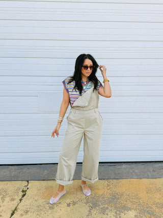 sage advice embroidered overalls