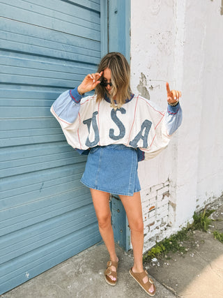 kacey wrap skort - denim