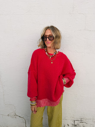 oversized cranberry slouchy sweater