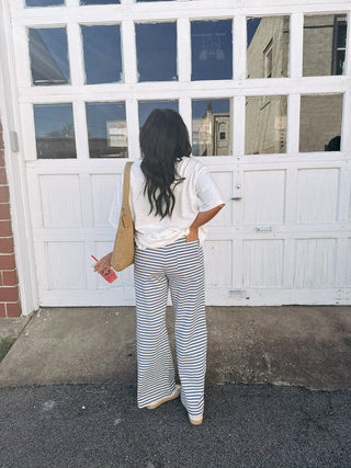 fall in line foldover pants - blue / ivory