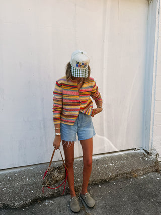 jackie stripe button cardigan