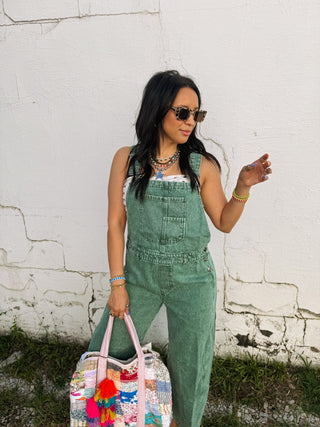 odessa washed overalls - green