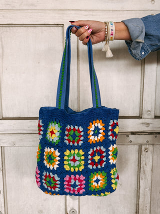 skies are blue crochet bag