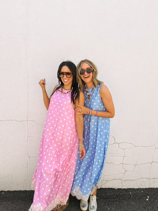 playful polka dot dress - blue