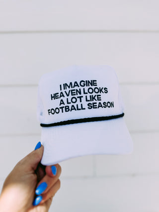 heaven looks like football trucker hat