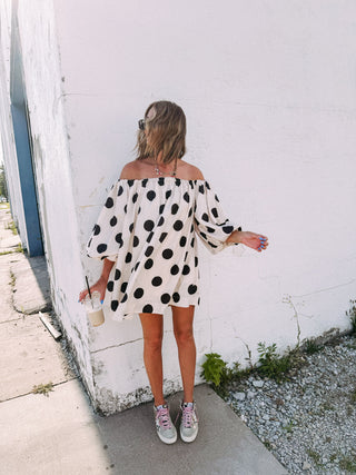 puffy polka dot dress