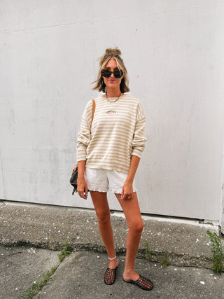 fishy stripe sweater - tan