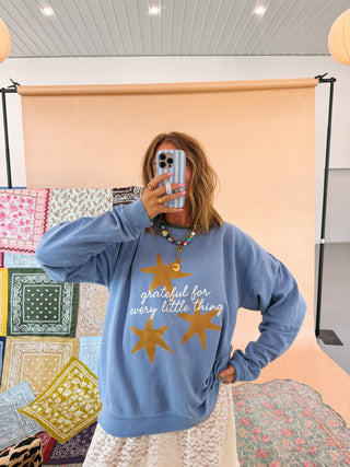 ETTA OG | grateful for every little thing sweatshirt - denim