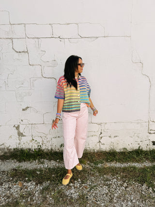 good graces gingham pants - pink