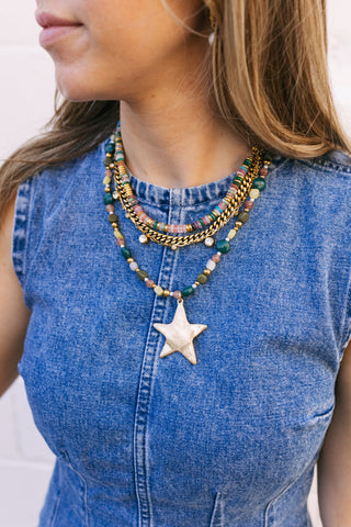 beljoy | ziggy star necklace - green