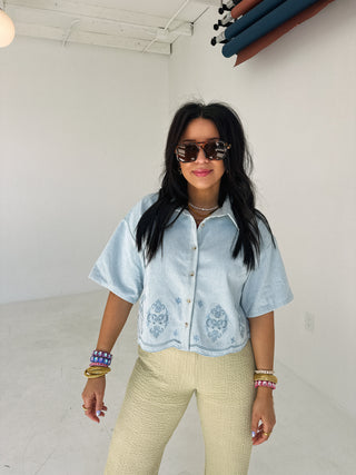 catch my drift denim top