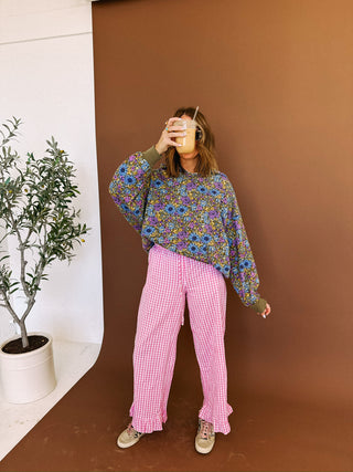 flower power oversized sweatshirt - olive