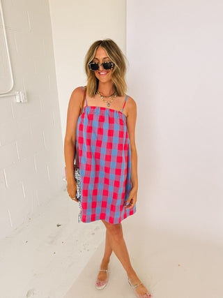 checkmate plaid mini dress
