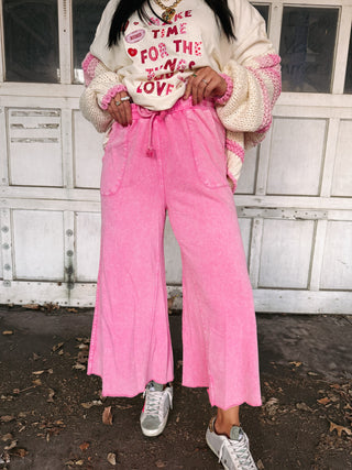 worth the wait wide leg pants - pink