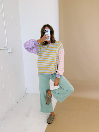 z supply | dawn smocked rib pants - crystal green