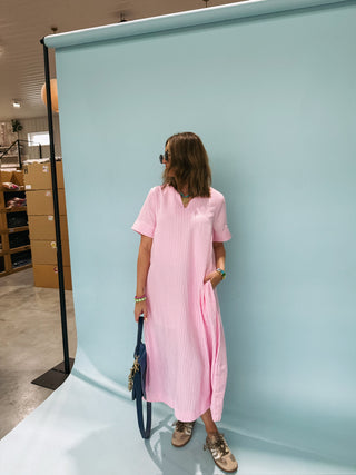 sail away stripe dress - pink