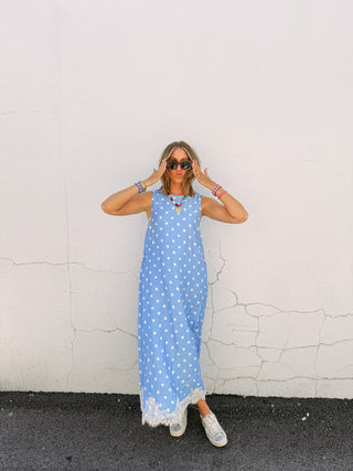 playful polka dot dress - blue