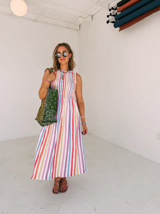 candy stripe midi dress