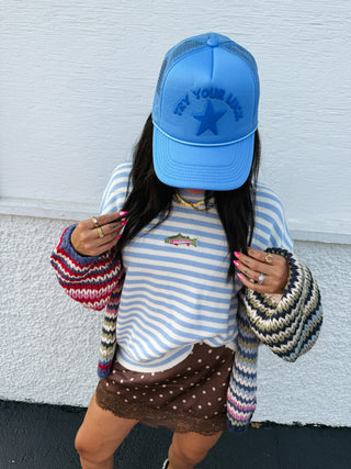 fishy stripe sweater - blue