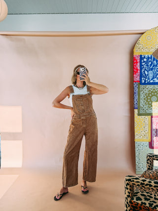 odessa washed overalls - brown