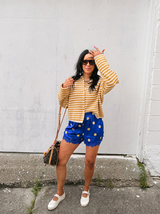 go big blue polka dot shorts