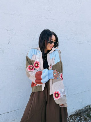 prairie flower patchwork cardigan