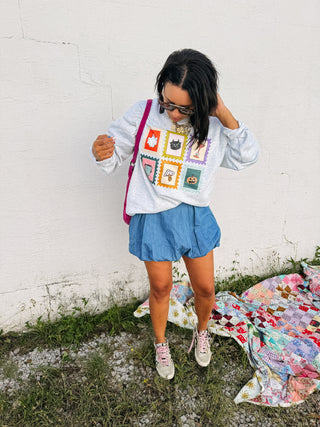 ETTA OG | halloween stamps sweatshirt - ash