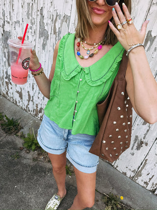 arden ruffle collar top