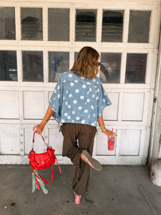 denim dot cape jacket