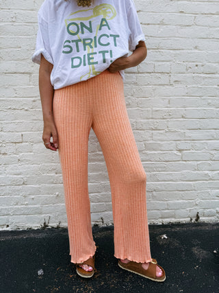 z supply | dawn smocked rib pants - malibu orange