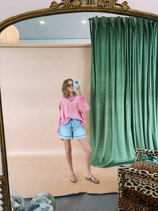 stateside stripe top - pink