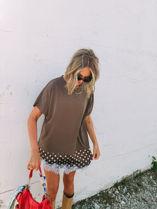 brownstone polka dot layered top