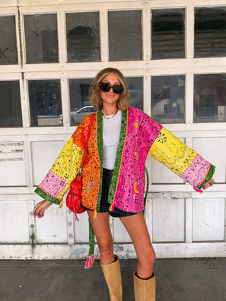 quilted kimono jacket