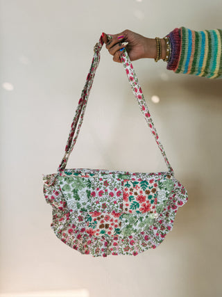gardenia ruffle crescent crossbody