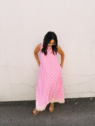 playful polka dot dress - pink