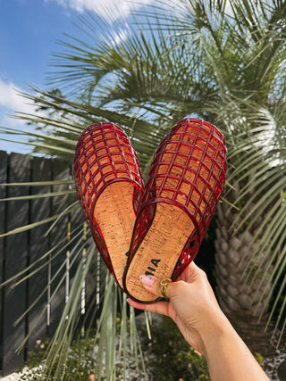 MIA | jelly mules - burgundy