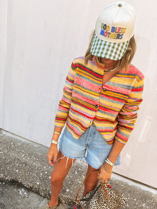 jackie stripe button cardigan