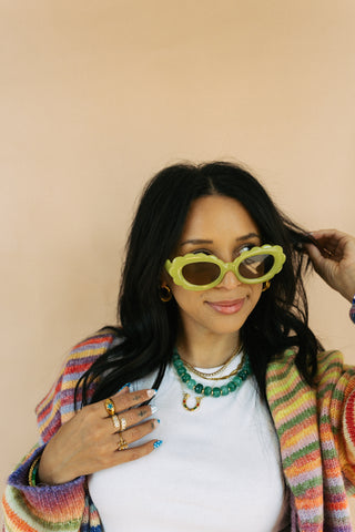 scalloped sunglasses - lime