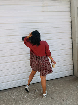 merlot floral mini dress