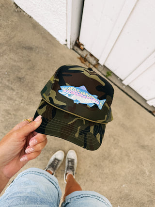 camo trout trucker hat