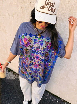 navy folk garden graphic tee