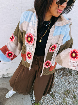 prairie flower patchwork cardigan