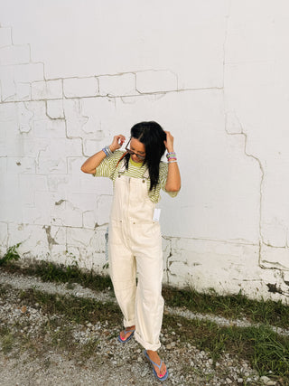 zip it up overalls - cream